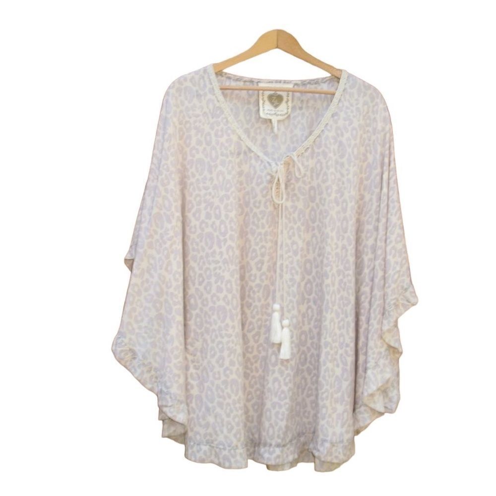 Z & L Europe Cheetah Print Tassel Boho Cover Up  Top S M L XL One Size